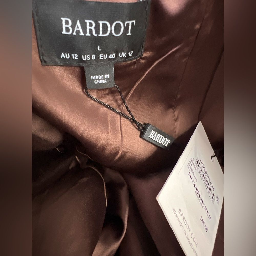BARDOT Everlasting Satin Midi Dress In Chocolate Size 8 DM3 - Picture 11 of 12